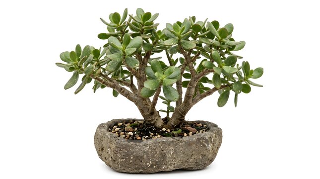 Mature Jade Plant in Natural Stone Flower Pot
