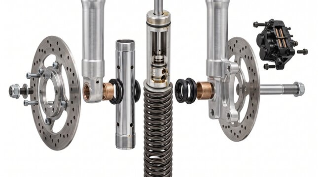 Cafe Racer Front Fork Vector Isolated Suspension Assembly
