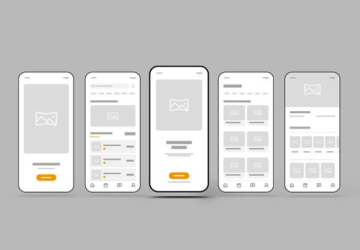 Clean Mobile Application Wireframe Template