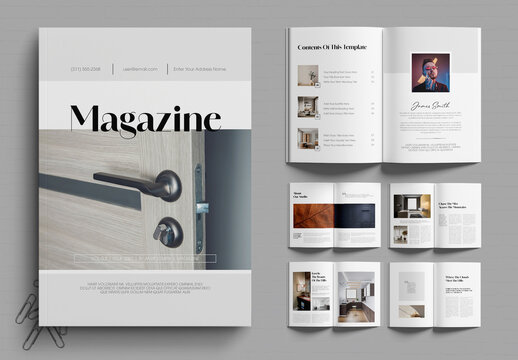 Minimal Editorial Magazine Template Design with Modern Layout