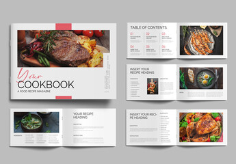 Modern Cookbook Magazine Template Layout for Food Recipes