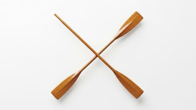 Wooden oars crossed for rowing boat