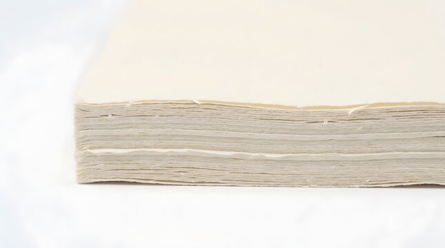 Layered Parchment Edge View Showing Stacked Cream Fibrous Sheets