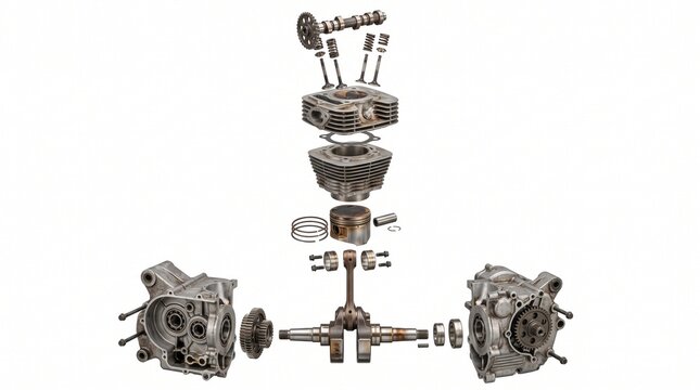 Cafe Racer Crankshaft Isolated Vertical Engine Layout