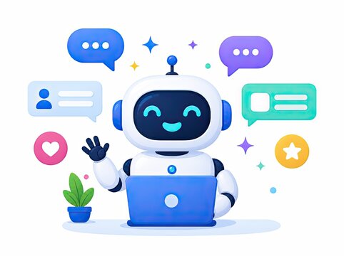 Intelligent chatbot clipart isolated on white background: AI Business Concept 