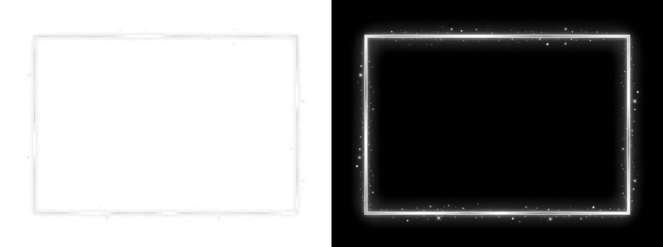 Sparkle frame border glowing with stardust featuring PNG, Transparent and Black Background Versions for photo overlay design