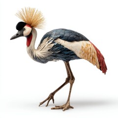 Fototapeta premium Decorative Crowned Crane Figurine Ornament On White Background