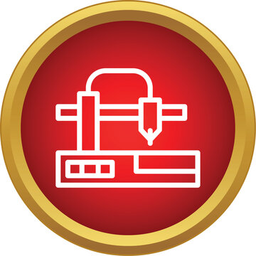 3d printer icon displaying additive manufacturing technology in a red circle