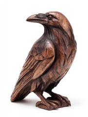 Obraz premium Detailed Bronze Raven Statue Sculpture Isolated On White Background