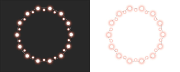Glowing light bulbs illustration bright luminous circle arrangement, Transparent PNG element, for festive design overlays © Ashira