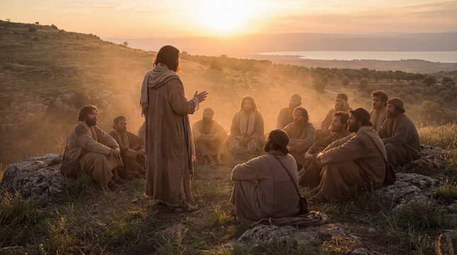 Jesus Christ Preaching the Sermon on the Mount to the Twelve Apostles