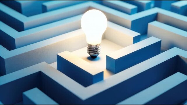 A light bulb is located in the middle of a maze