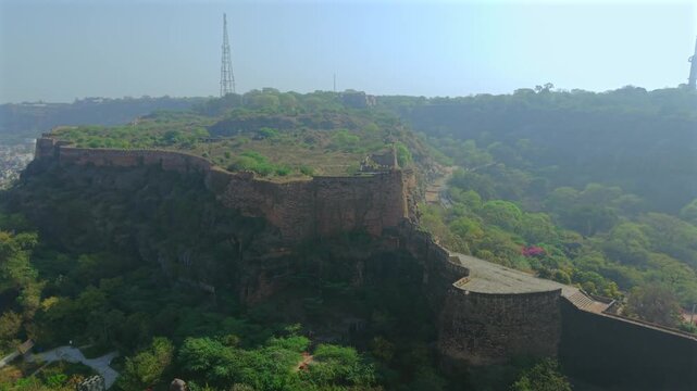 Aerial View of Gwalior Fort Historic Man Mandir Palace Gwalior Madhya Pradesh