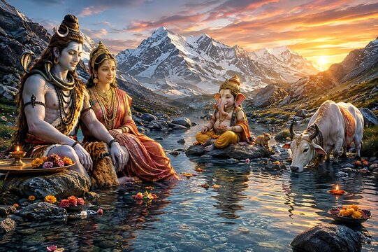 Divine Ganesh with Shiva and Parvati &ndash; Ganesh Chaturthi, Sankashti Chaturthi, Hartalika Teej and Maha Shivratri Spiritual Festival