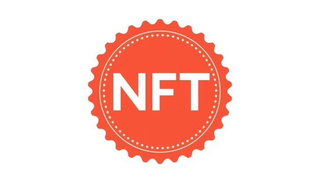 A red NFT logo on a white background with a circular design