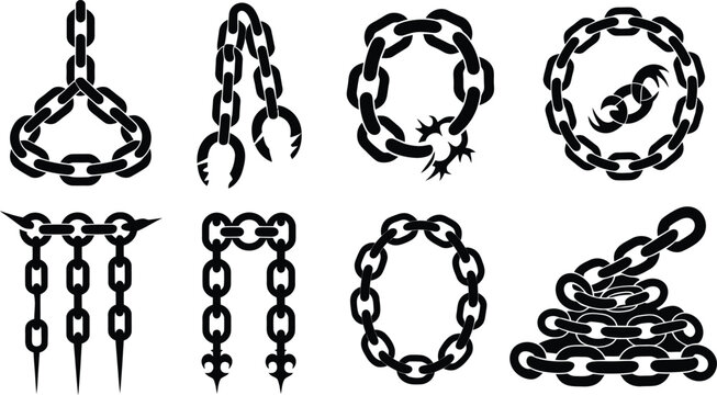chain links and broken chains vector icon