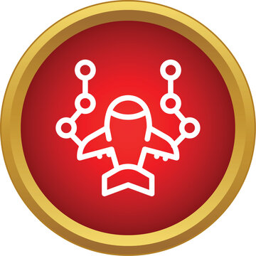 Airplane icon visualizing flight path, travel, and aviation network