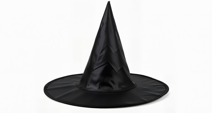 Black halloween witch hat isolated on white background
