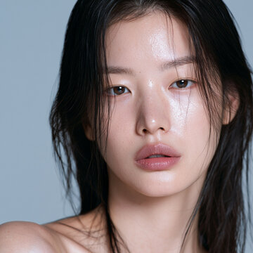 一重まぶたと自然な美しさが印象的な若いアジア人女性の顔