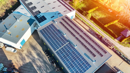 Solar panels installed on modern industrial facility © AlexGo