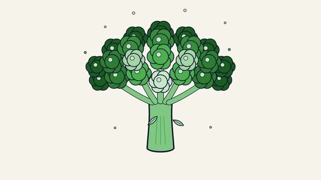 Animated Broccoli Blossoming into Multiple Branches