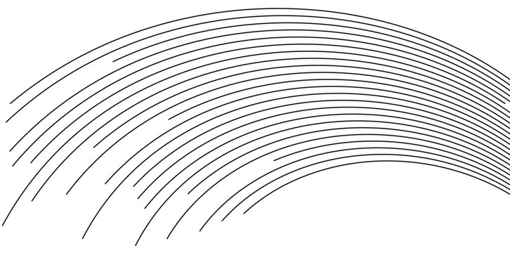 Abstract Curved Monoline Rainbow Arch Vector, Minimalist Dynamic Parallel Curved Lines Flow for Business Presentation, Tech Banner, and Graphic Design