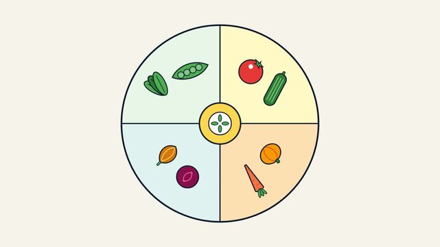 Animated Vegetable Icons Rotating in a Segmented Circle