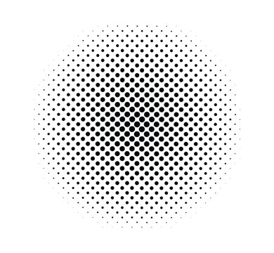 Black Halftone Circle Dot Pattern Vector Element, Modern Radial Gradient Halftone Sphere Overlay Texture for Pop Art, Comic, and Graphic Design
