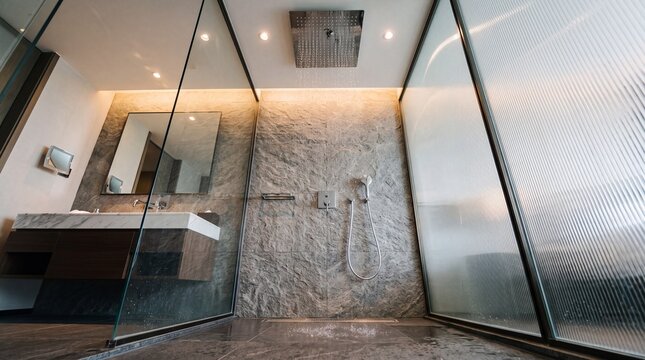 Modern Luxury Bathroom Interior with Rain Shower