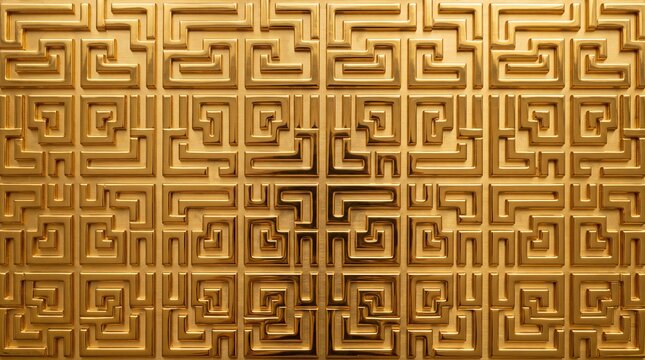 Golden Geometric Greek Key Pattern Background Texture