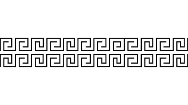 Seamless double greek key meander pattern border in black and white for classic decorative design elements