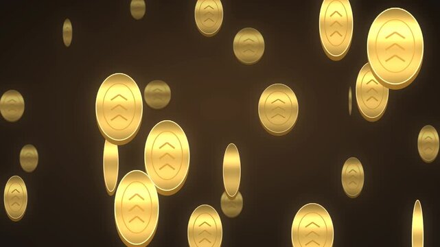 Floating Golden Coins in Dark Space for Abstract Financial or Luxury Concept Design