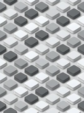 Seamless 3D Geometric Pattern of Monochromatic Rounded Isometric Cubes