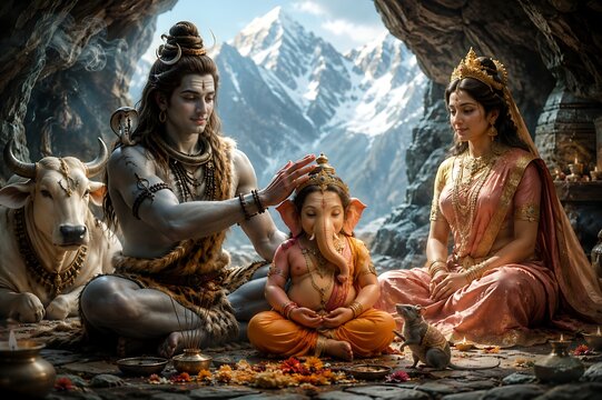 Sacred Festivals of the Kailash Family &ndash; Ganesh Chaturthi, Vinayaka Chaturthi, Gauri Pujan, Maha Shivratri & Hartalika Teej, honoring Lord Ganesha, Shiva and Goddess Parvati