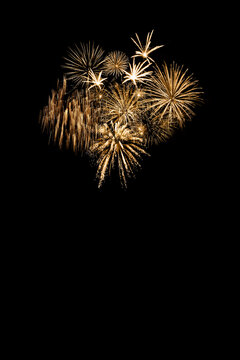 Golden fireworks isolated on black background for New Year