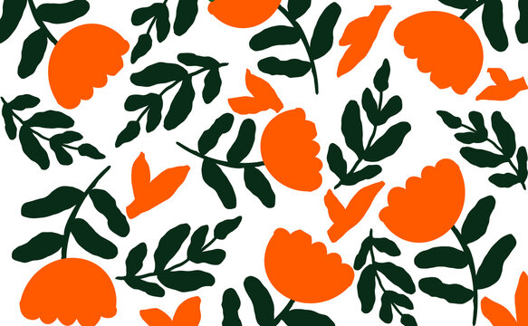Pattern design, Colorful flower seamless pattern illustration. Children style floral doodle background, funny basic nature shapes wallpaper. seamless floral pattern 