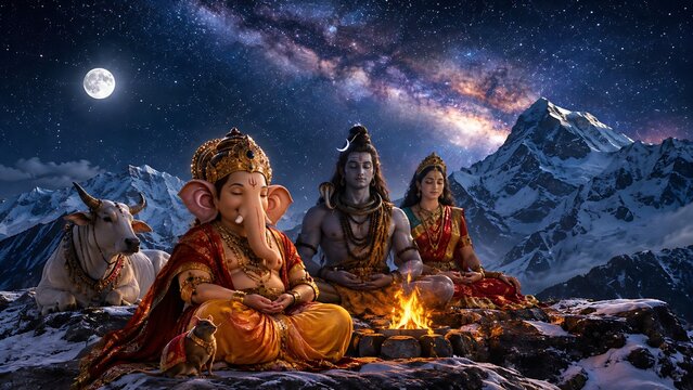 Divine Family of Ganesh, Shiva & Parvati &ndash; Ganesh Chaturthi, Mahashivratri, Hartalika Teej, Gauri Pujan & Gauri Ganpati Festival