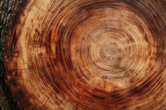 Cross section of a tree trunk showing detailed natural growth rings.