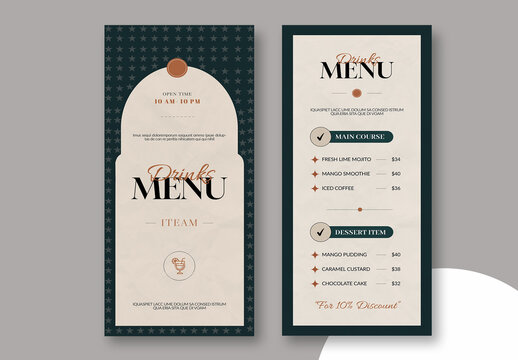 Drinks Menu Template Layout