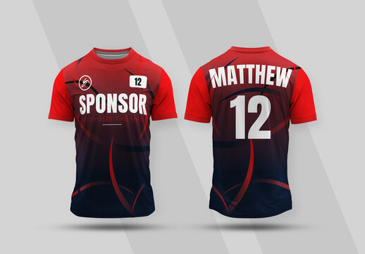 Red Black Gradient Sports Jersey Design