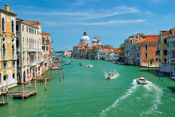 View of Venice Grand Canal and Santa Maria della Salute church at sunset © Dmitry Rukhlenko
