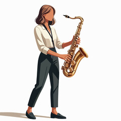 Fototapeta premium Saxophonist Musical Performance Minimalist Vector