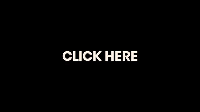 Click Here Burn Text Reveal Animation 4K for Website Navigation Digital Marketing Online Promotion and Interactive Content