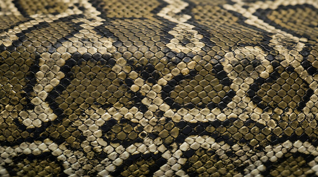 Black Olive Beige Python Snake Skin Texture Pattern Reptile Closeup