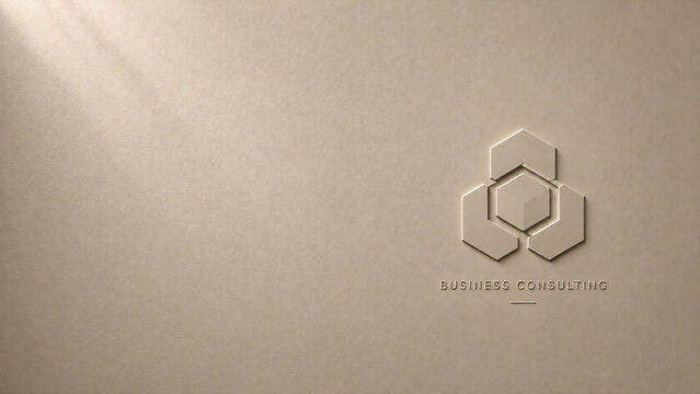 Business Consulting Logo 3D Embossed Hexagonal Emblem