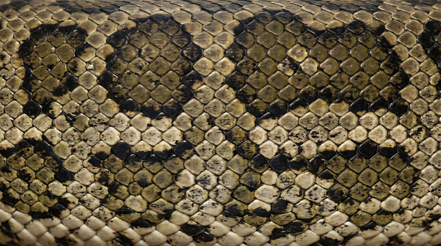 Olive Black Cream Python Snake Skin Texture Pattern Reptile Closeup
