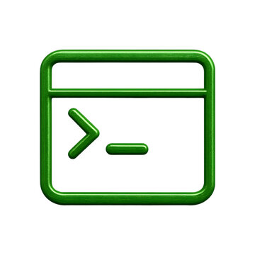 Green Command Line Terminal Interface Icon Isolated on a Transparent Background