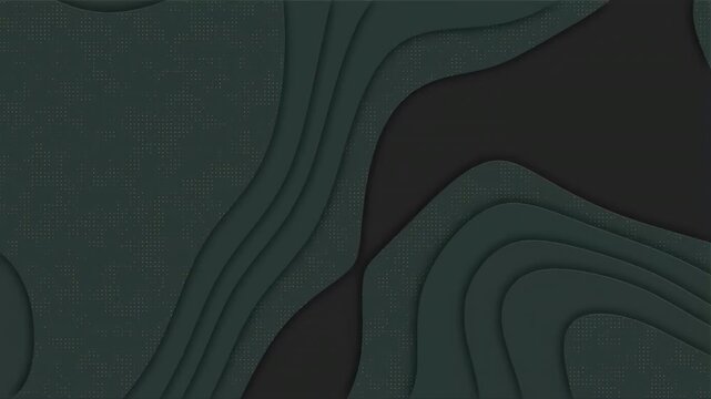 liquid dotted abstract dark green layered topographic contour background