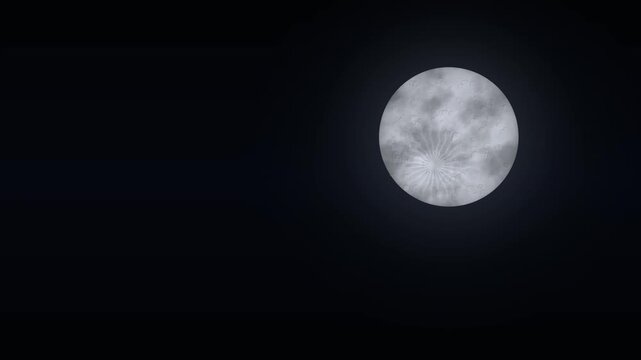 An 8-second cinematic 4K video featuring a realistic photographic full moon with detailed lunar surface textures. A swarm of 24 realistic bat silhouettes executes a clear, continuous, and graceful lef