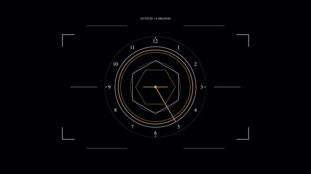 Luxury futuristic sci-fi circular HUD interface with rotating data scanner and minimal golden lines motion graphics background 4K animation